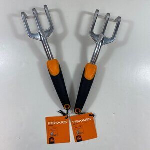 Set 2 Fiskars 3 Prong Cultivator Ergo Handle Garden Tool 12.5" Lifetime Warranty
